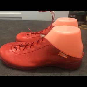 Pepa Tabarca Orange Leather Slide On Shoes Size 10